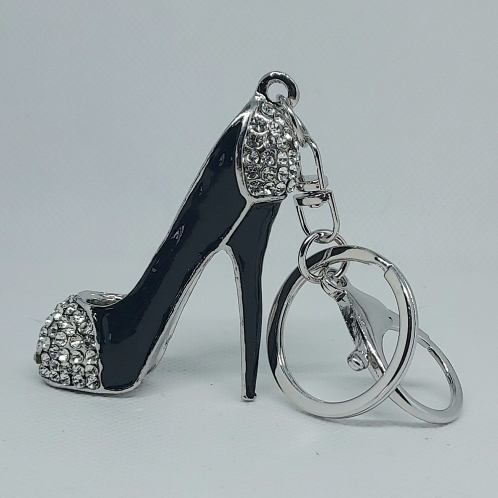 Keychain/Purse Charm Chic Black and Silver High Heel NWT - Picture 4 of 4